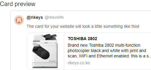 twitter card screenshort example
